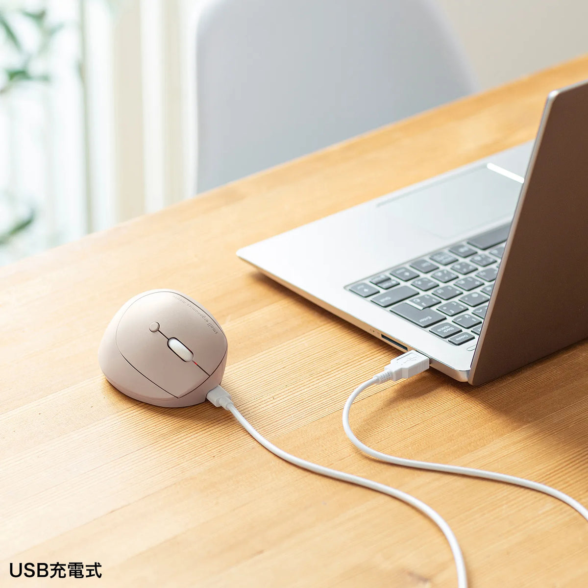 静音Bluetooth小型エルゴノミクスマウス（充電式・5ボタン） MA-EBBS522BG