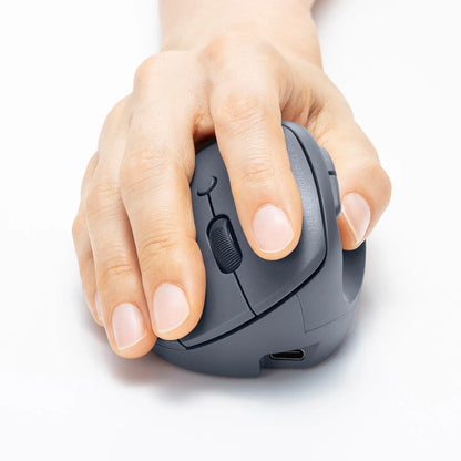 Silent Bluetooth Compact Ergonomic Mouse (Rechargeable, 5 Buttons) MA-EBBS522BK