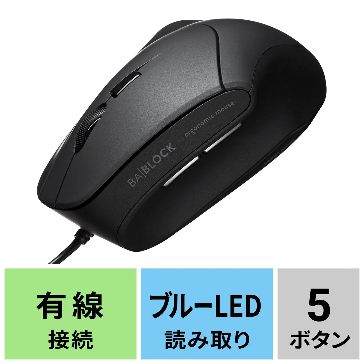 Antibacterial Silent Wired Ergonomic Mouse MA-ERGK9