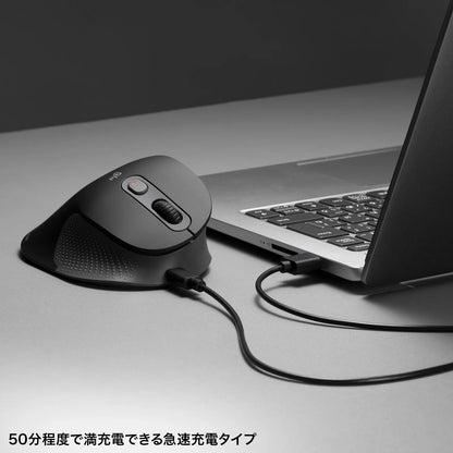 静音ワイヤレスエルゴノミクスマウス MA-EWBS528LBK