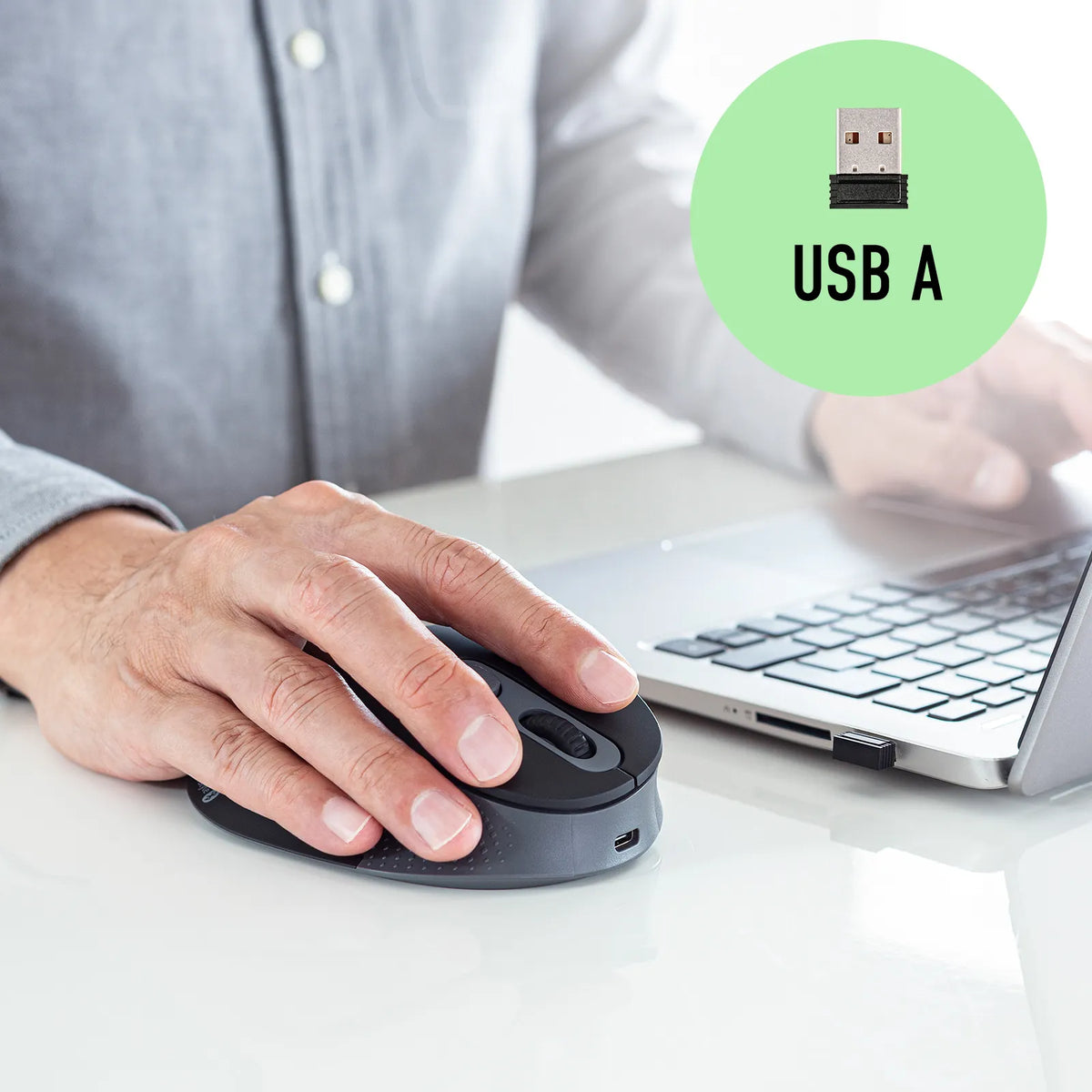 Silent Wireless Ergonomic Mouse MA-EWBS528MBK