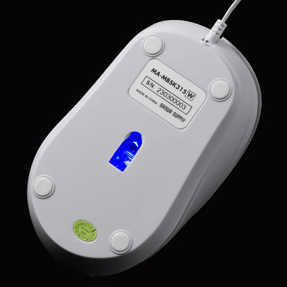 Antibacterial, silent, retractable wired blue LED mouse MA-MBSK315W