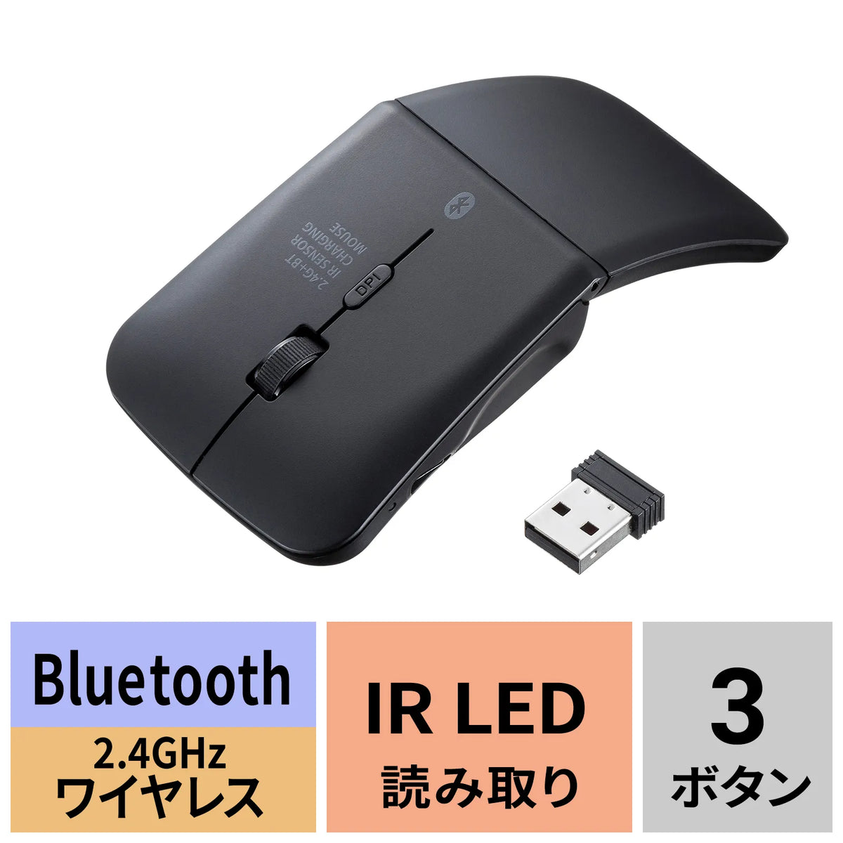 Silent Wireless IR LED Combo Mouse (3 Buttons, Slim Design) MA-WBIS3117BK