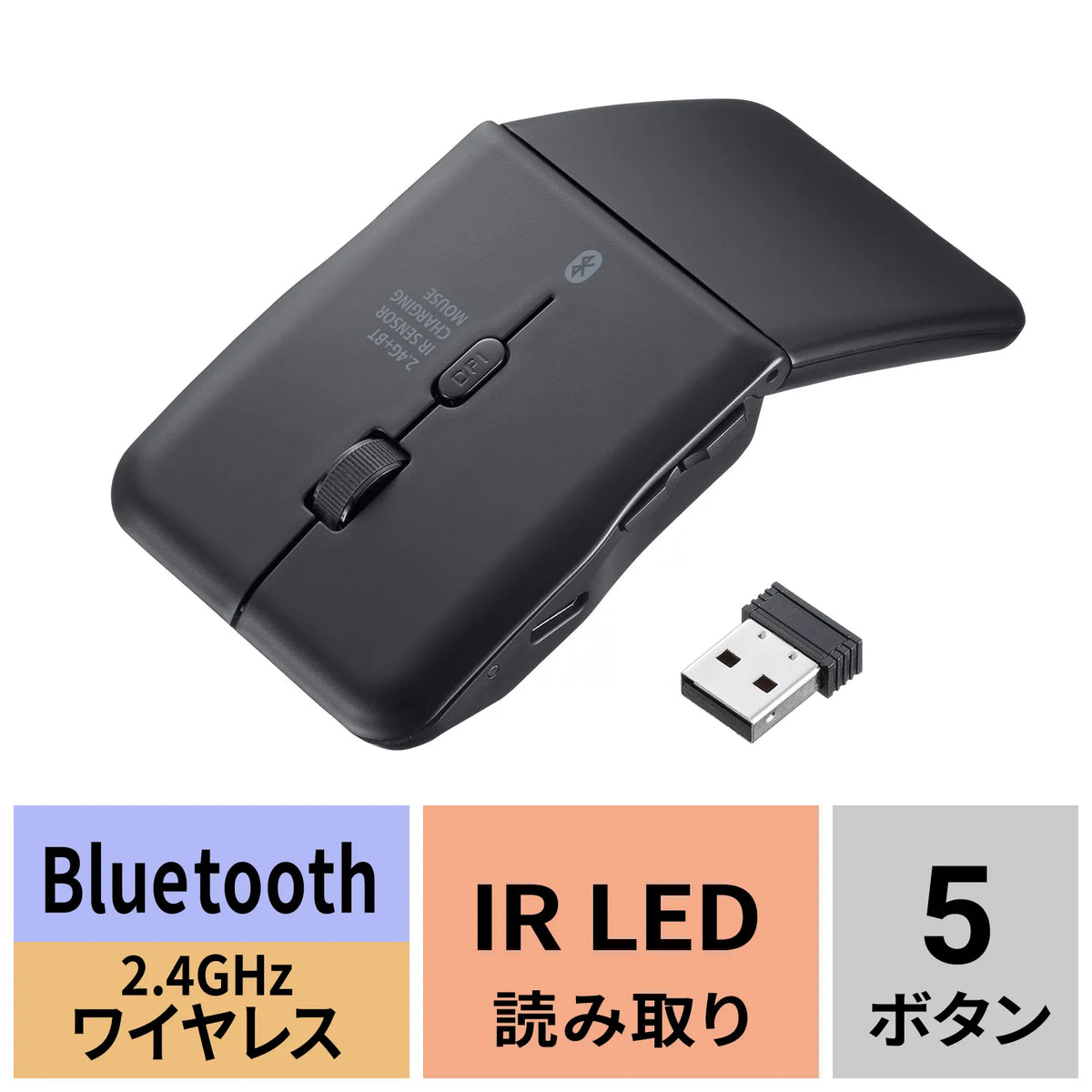 Silent Wireless IR LED Combo Mouse (5 Buttons, Slim Design) MA-WBIS5117BK