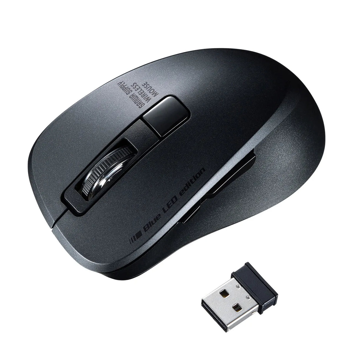 Silent Wireless Blue LED Mouse (5 Buttons, Black) MA-WBL153BK