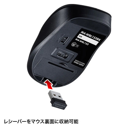 Silent Wireless Blue LED Mouse (5 Buttons, Black) MA-WBL153BK