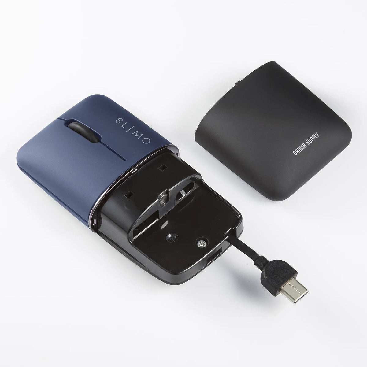 静音ワイヤレスブルーLEDマウス SLIMO （充電式・USB A） MA-WBS310NV