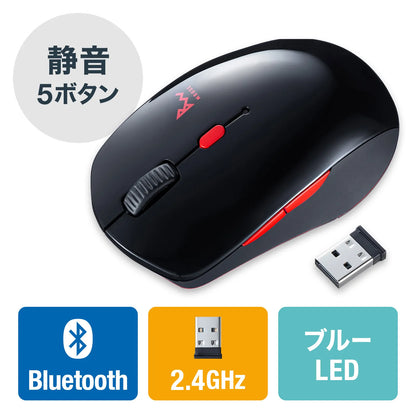 Silent Wireless Blue LED Combo Mouse (Black x Red) MA-WBTBL193BKR