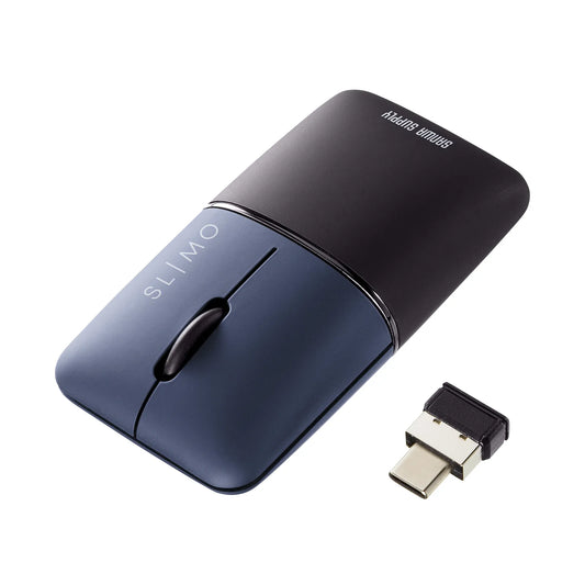 静音ワイヤレスブルーLEDマウス SLIMO （充電式・Type-C） MA-WCBS310NV