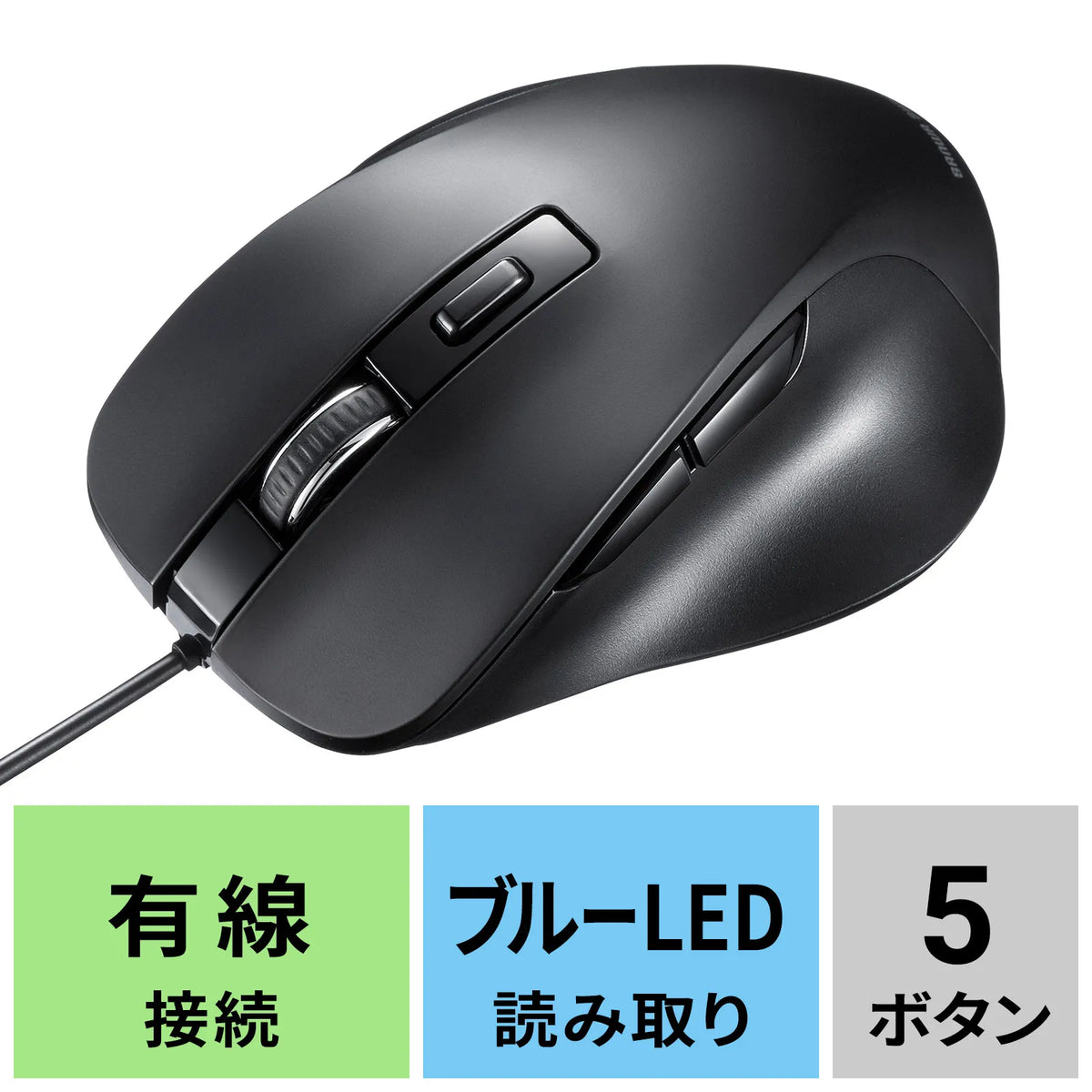 有線ブルーLEDマウス（5ボタン） MA-YB518BK