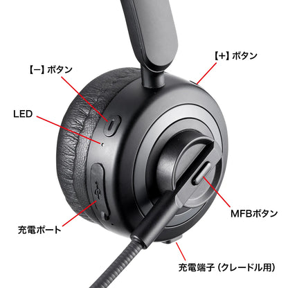 Bluetooth headset (noise cancellation function, with charging cradle) MM-BTMH66BK