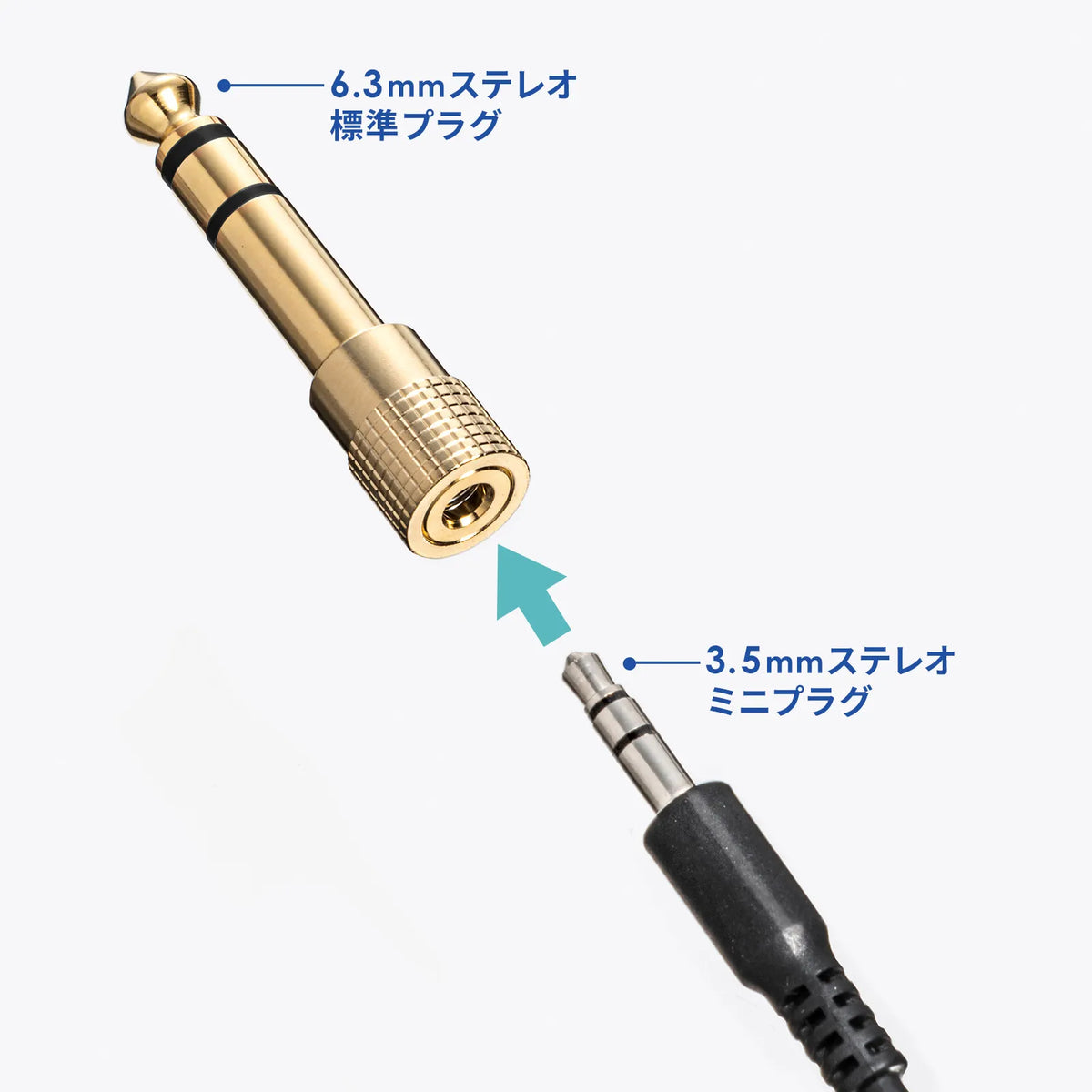 3.5mm Stereo Mini Plug to 6.3mm Stereo Standard Plug Conversion Adapter MM-SPKB2N