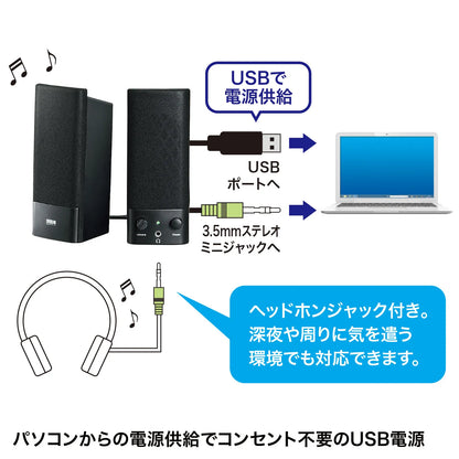 USB電源マルチメディアスピーカー MM-SPL2NU3