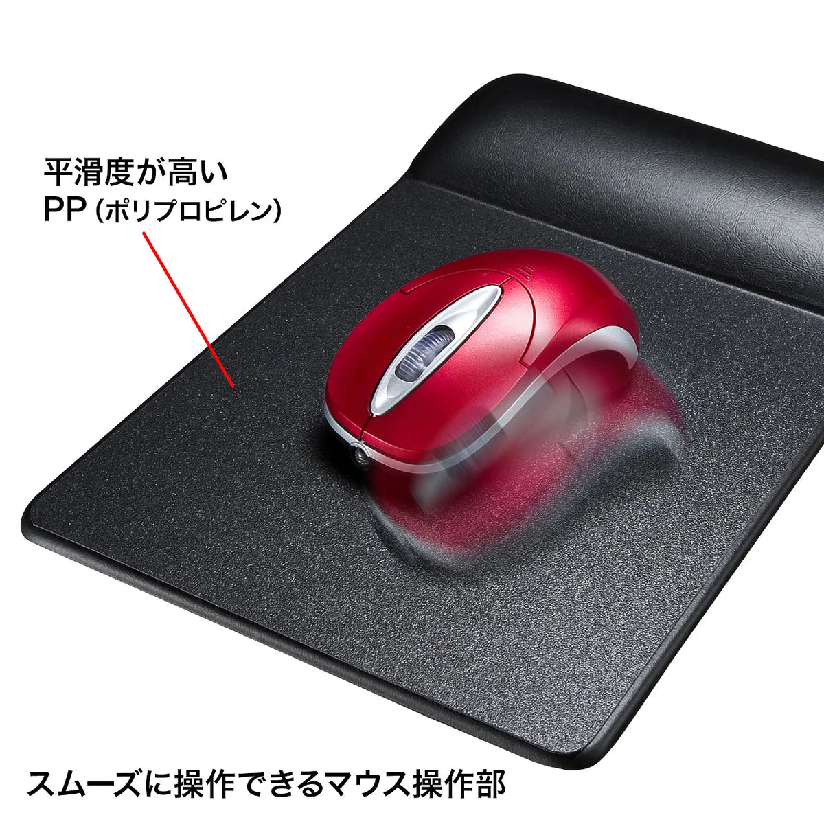 Mouse pad with wrist rest (leather-like material, standard height, black) MPD-GELPNBK