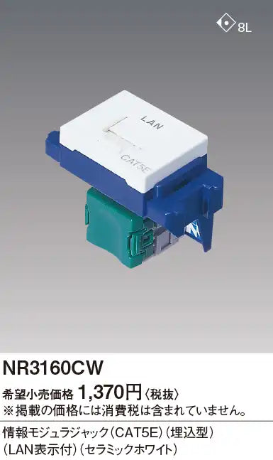 NR3160CW Advanced Information Modular Jack (CAT5E) (Recessed) (Ceramic White)