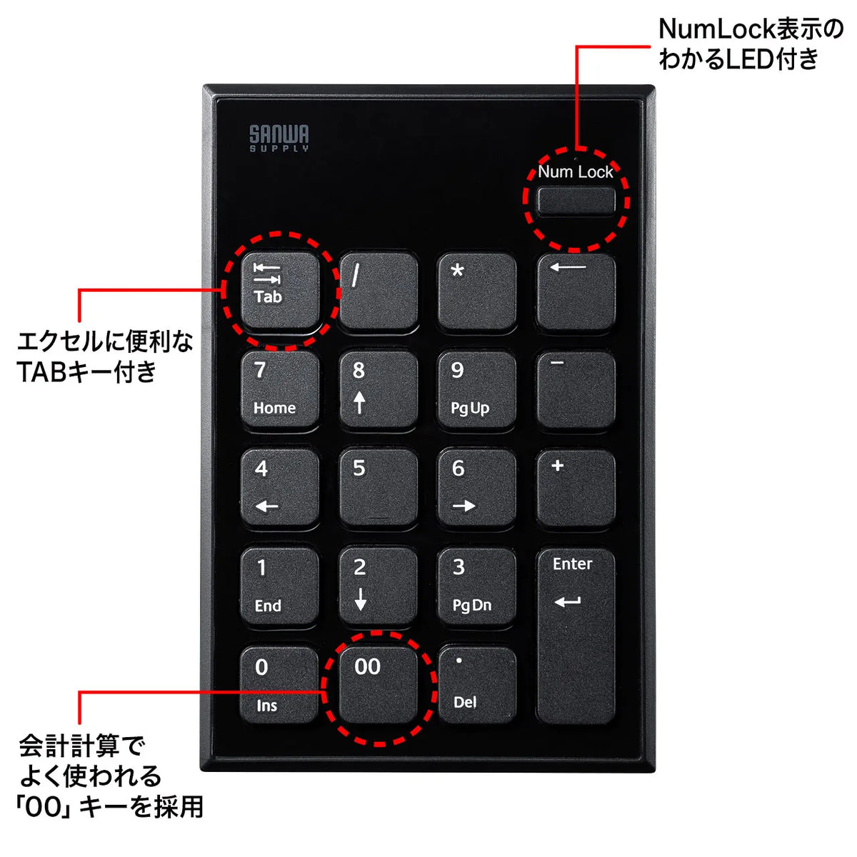 Silent Wireless Numeric Keypad NT-WL23BK