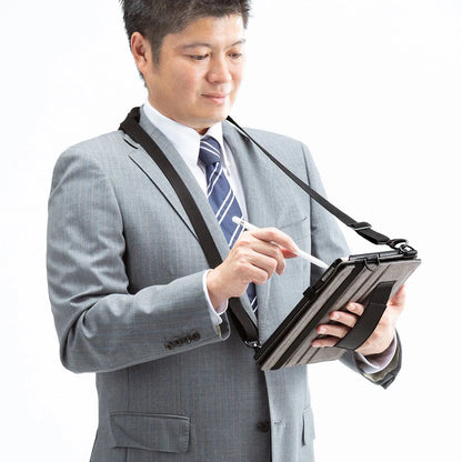 iPad 10.2インチ スタンド機能付きショルダーベルトケース PDA-IPAD1612BK