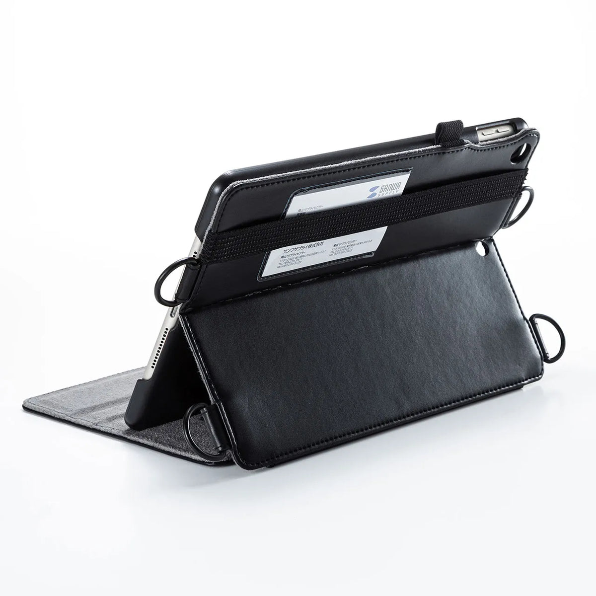 iPad 10.2インチ スタンド機能付きショルダーベルトケース PDA-IPAD1612BK