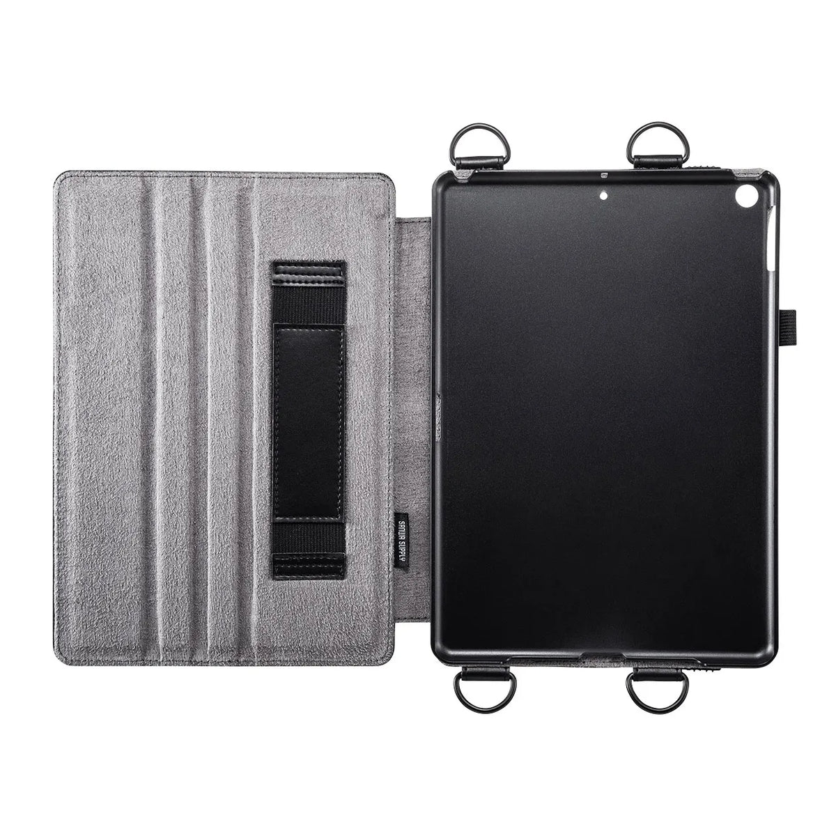 iPad 10.2インチ スタンド機能付きショルダーベルトケース PDA-IPAD1612BK