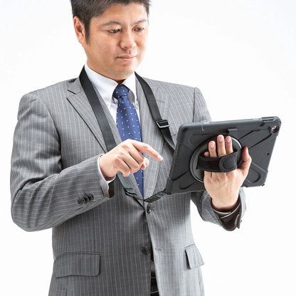 iPad 10.2インチ 耐衝撃ケース（ハンドル、スタンド、ショルダーベルト付き） PDA-IPAD1617BK