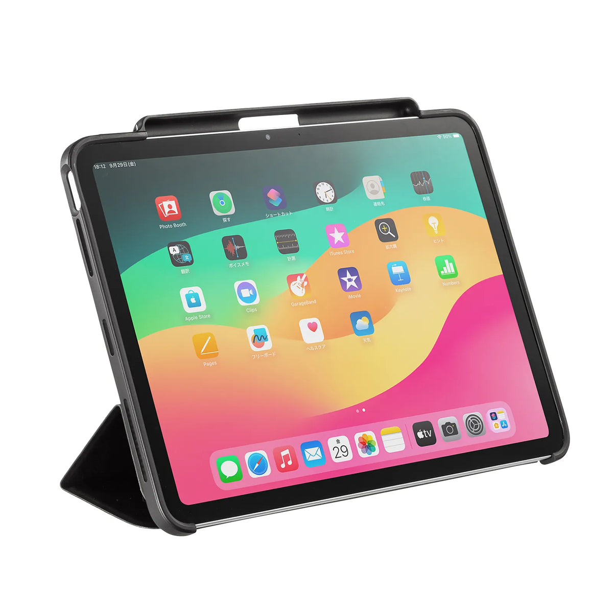 iPad Air 11インチ（M2/2024）用タッチペン収納ポケット付きケース PDA-IPAD1714BK2