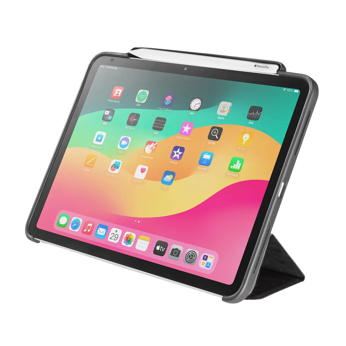 iPad Air 11インチ（M2/2024）用タッチペン収納ポケット付きケース PDA-IPAD1714BK2