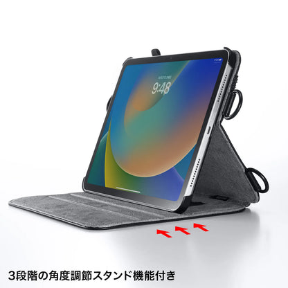 iPad10.9インチ用スタンド機能付きショルダーベルトケース PDA-IPAD1912BK
