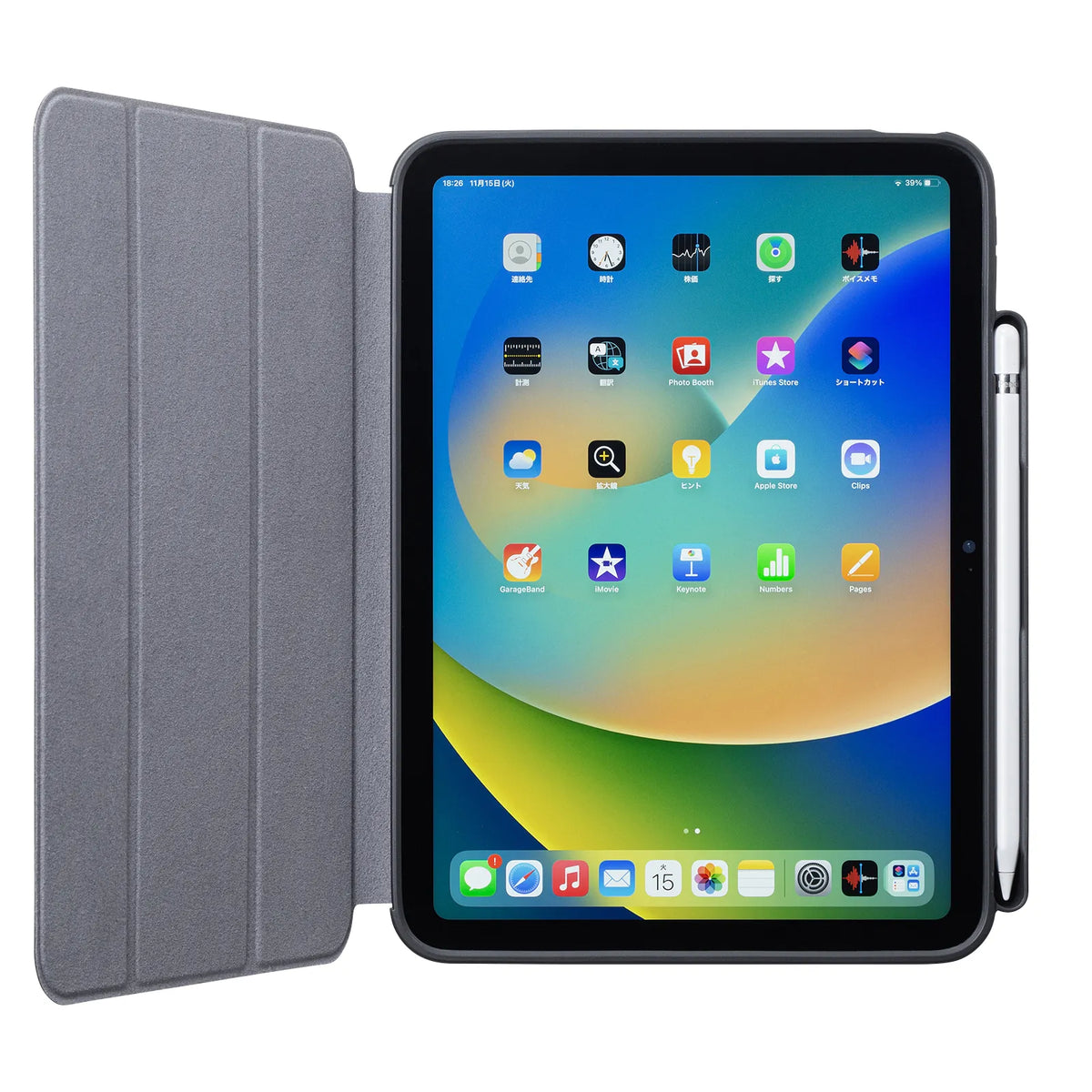 iPad10.9インチ Apple Pencil第1世代収納ポケット付きケース PDA-IPAD1914BK