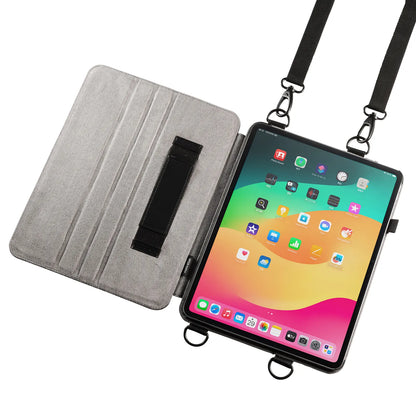 iPad Air 13インチ（M2/2024）用スタンド・ベルト付きケース PDA-IPAD2112BK