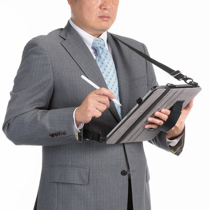 iPad Air 13インチ（M2/2024）用スタンド・ベルト付きケース PDA-IPAD2112BK