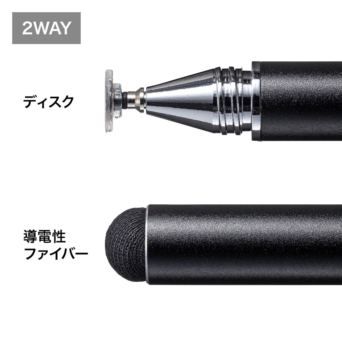 Disc-type & conductive fiber stylus pen (black) PDA-PEN50BK