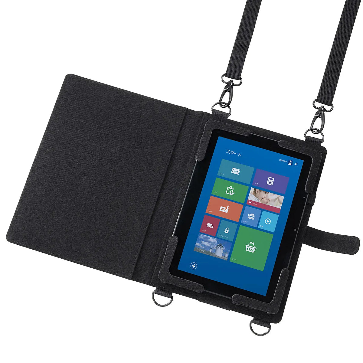 ショルダーベルト付き10.1型タブレットPCケース(スタンド機能付き） PDA-TAB4ST