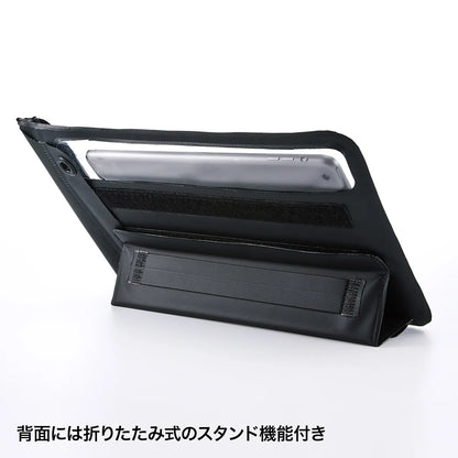 Waterproof and dustproof tablet case (with stand and shoulder strap, 10.1-inch) PDA-TABWPST10BK