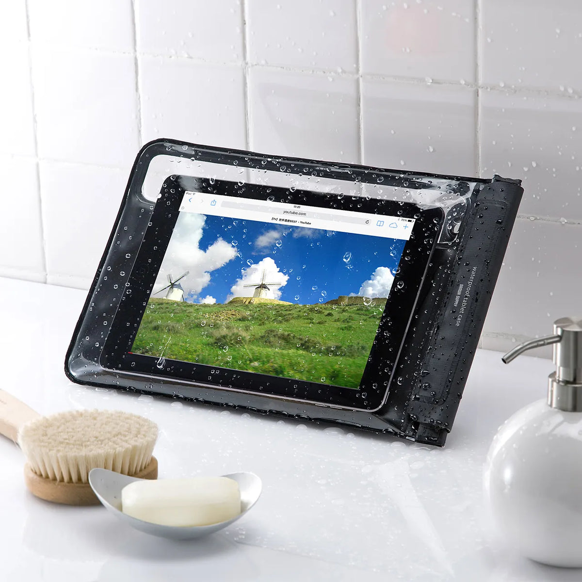 Waterproof and dustproof tablet case (with stand and shoulder strap, 10.1-inch) PDA-TABWPST10BK