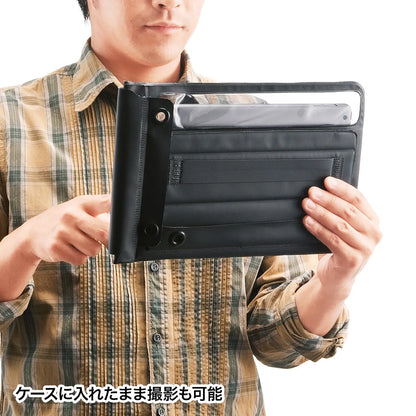 Waterproof and dustproof tablet case (with stand and shoulder strap, 10.1-inch) PDA-TABWPST10BK