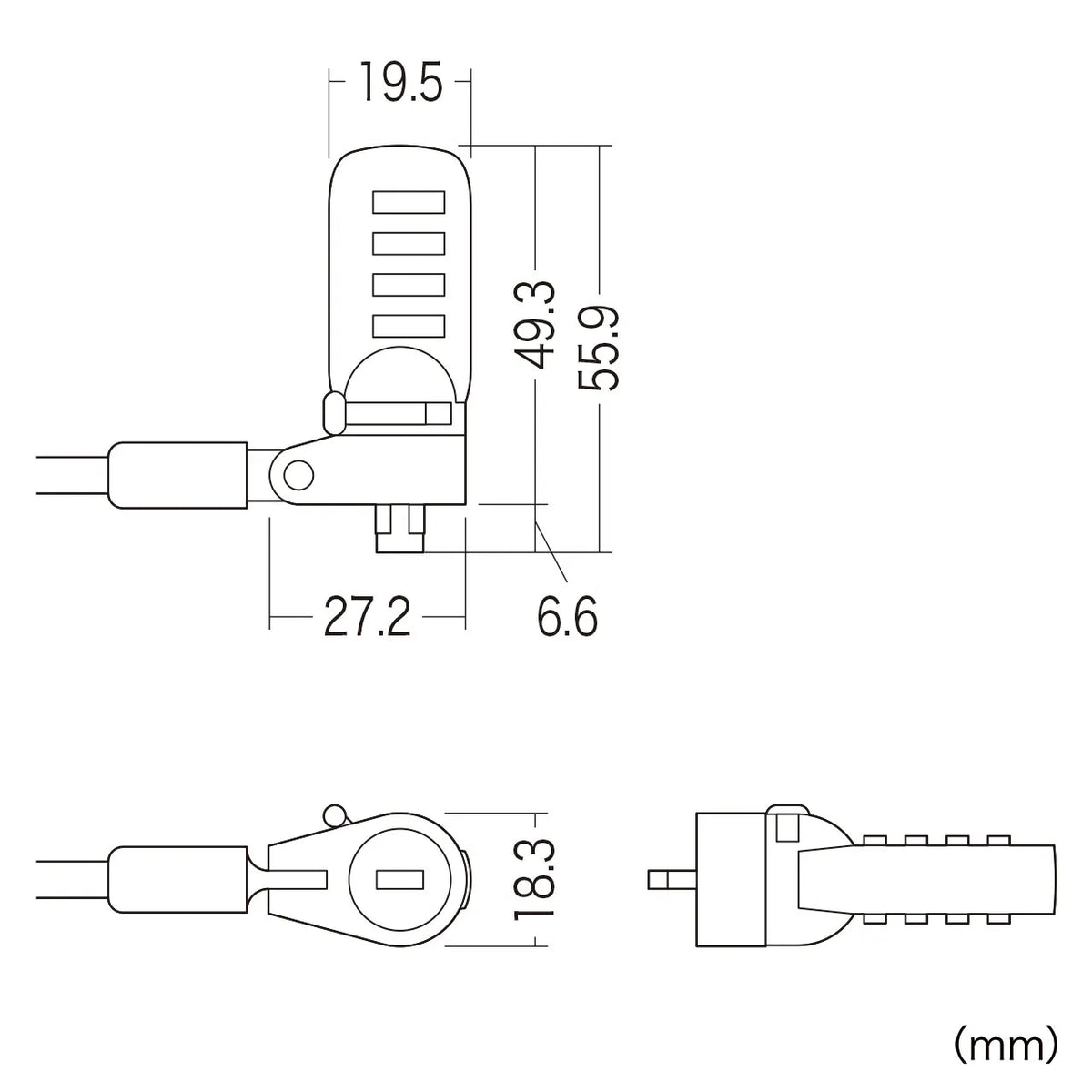 Standard slot compatible security wire dial lock SLE-39S