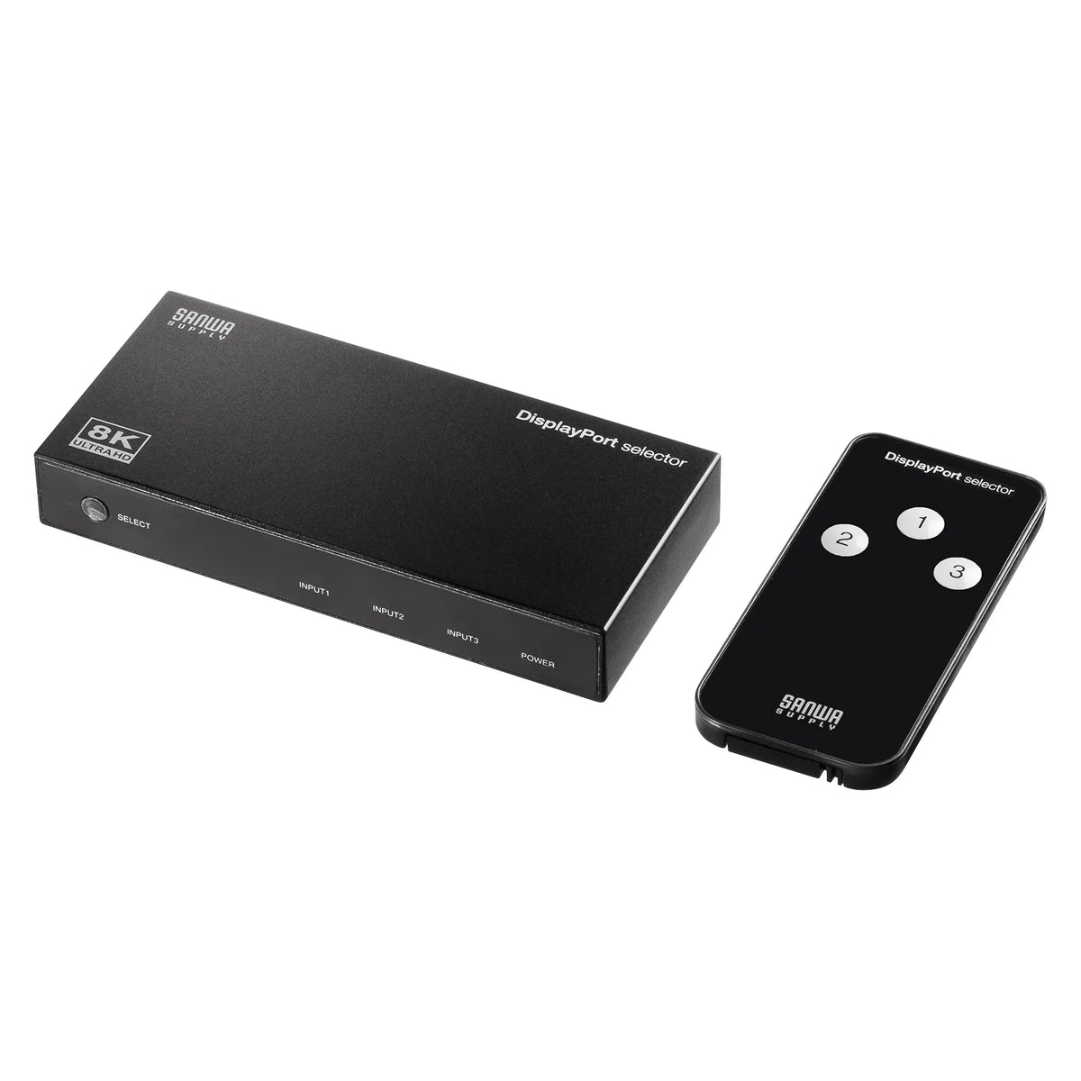 3入力1出力DisplayPort切替器(8K/30Hz対応・リモコン付き) SW-DP31R