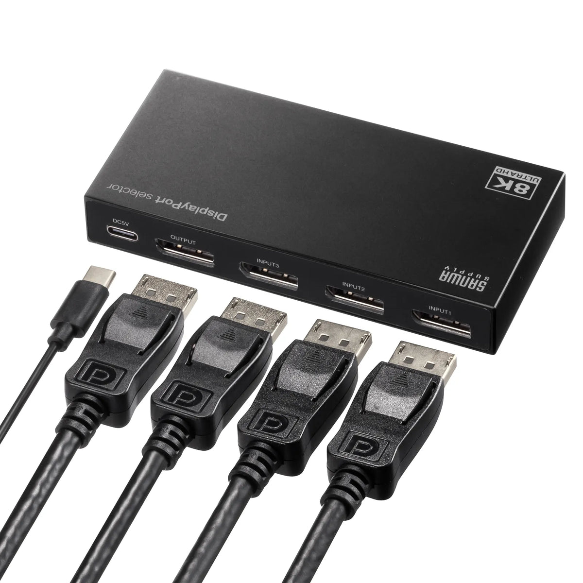3入力1出力DisplayPort切替器(8K/30Hz対応・リモコン付き) SW-DP31R