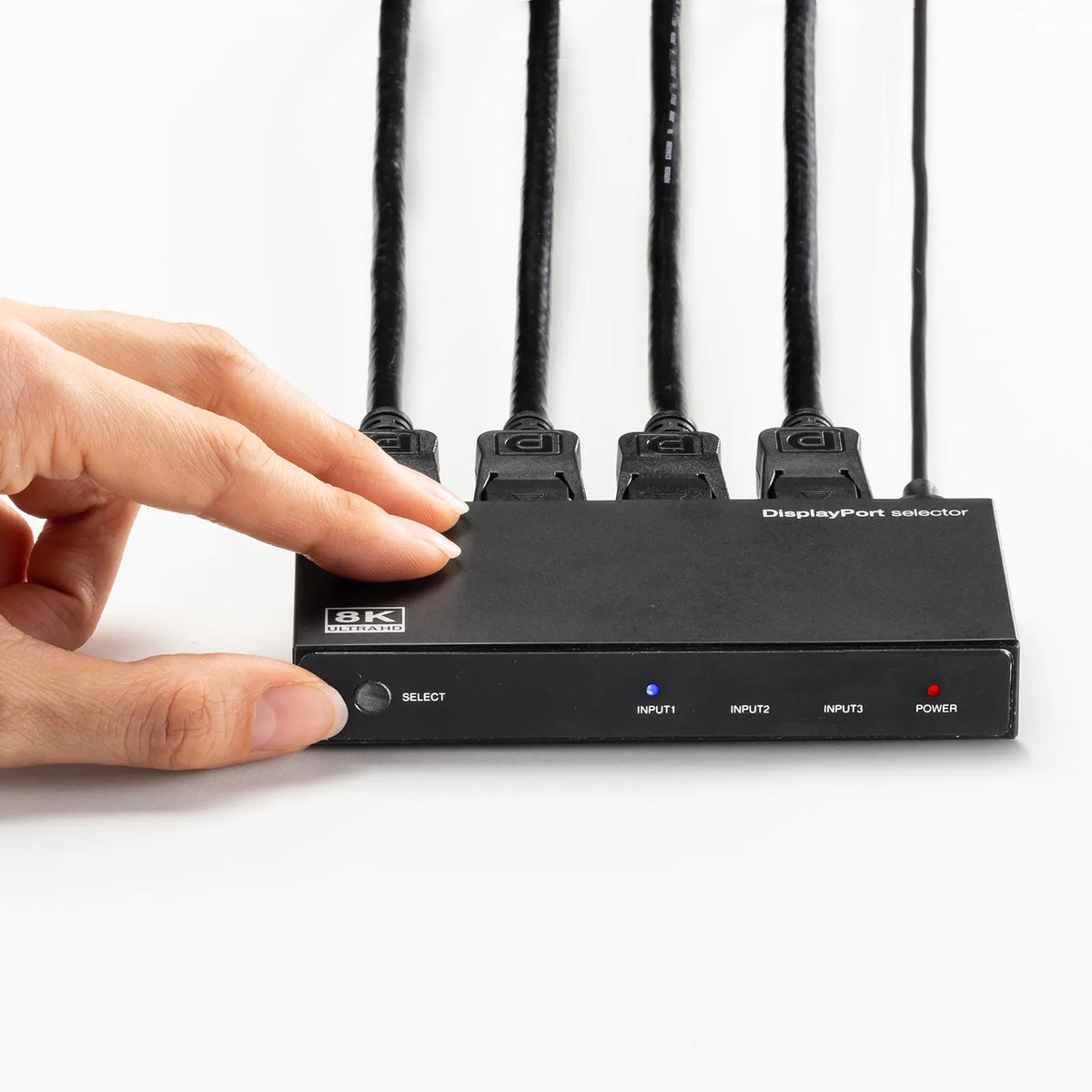 3入力1出力DisplayPort切替器(8K/30Hz対応・リモコン付き) SW-DP31R