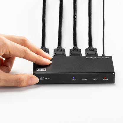 3入力1出力DisplayPort切替器(8K/30Hz対応・リモコン付き) SW-DP31R