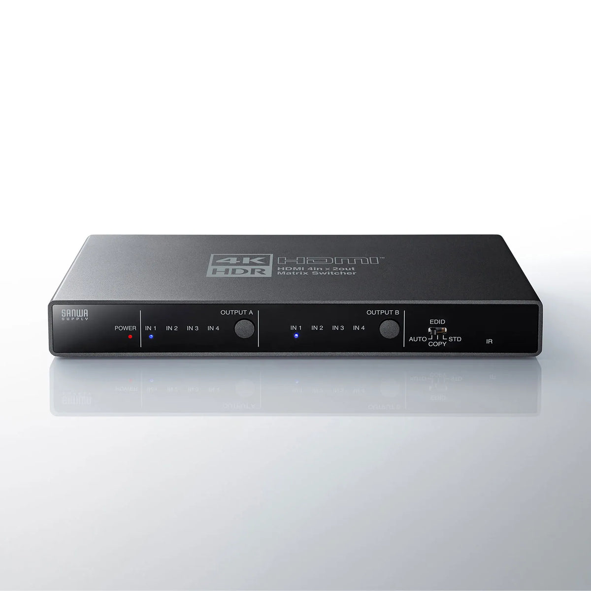 4K・HDR・光デジタル出力付きHDMIマトリックス切替器（4入力・2出力） SW-HDR42H