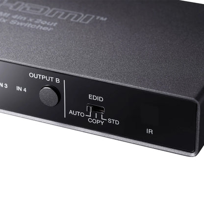 4K・HDR・光デジタル出力付きHDMIマトリックス切替器（4入力・2出力） SW-HDR42H