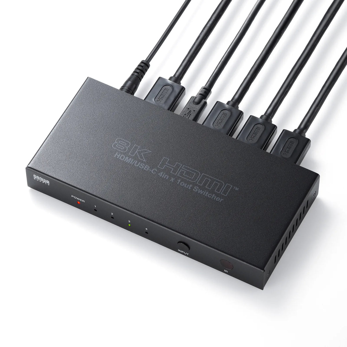 8K compatible HDMI switch (4 inputs, 1 output, Type-C input compatible, with remote control) SW-HDR8K41RC