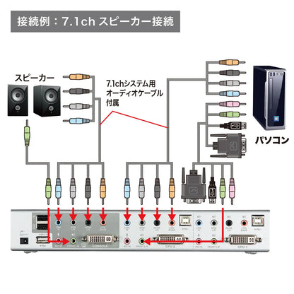 デュアルリンクDVI対応パソコン自動切替器（2：1） SW-KVM2HDCN2