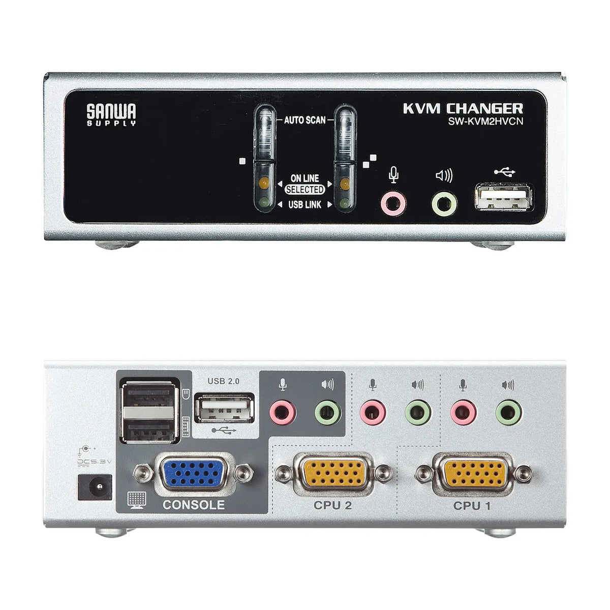 USB・PS/2コンソール両対応パソコン自動切替器（2：1） SW-KVM2HVCN