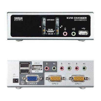 USB・PS/2コンソール両対応パソコン自動切替器（2：1） SW-KVM2HVCN