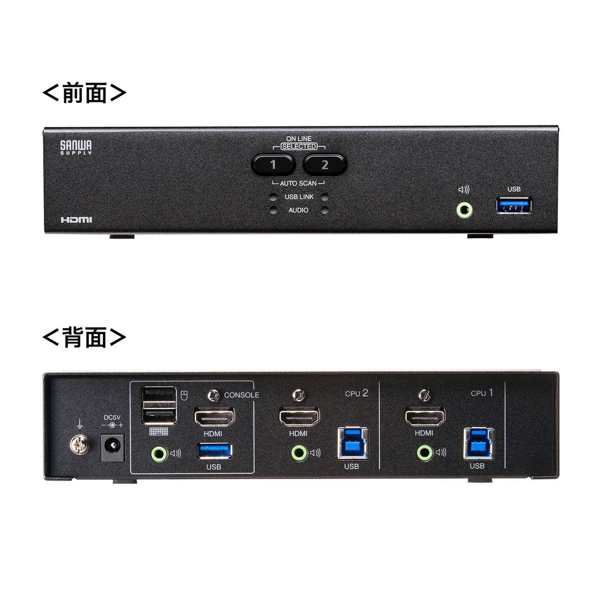 4K compatible HDMI PC automatic switch (2:1) SW-KVM2U3HD