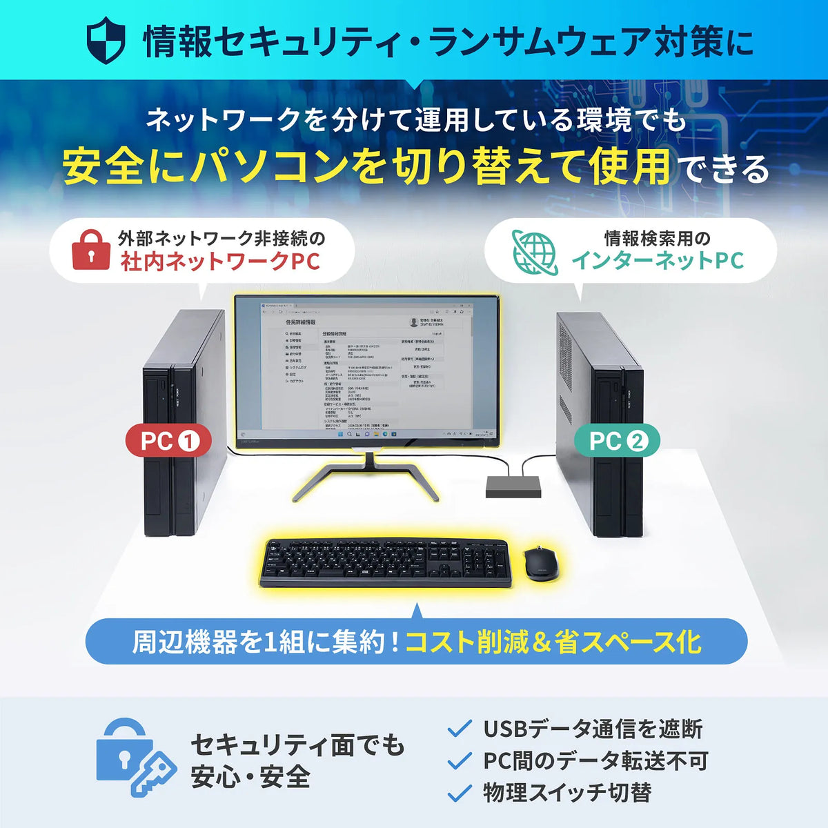 Automatic PC switch (2:1) SW-KVM2UUN