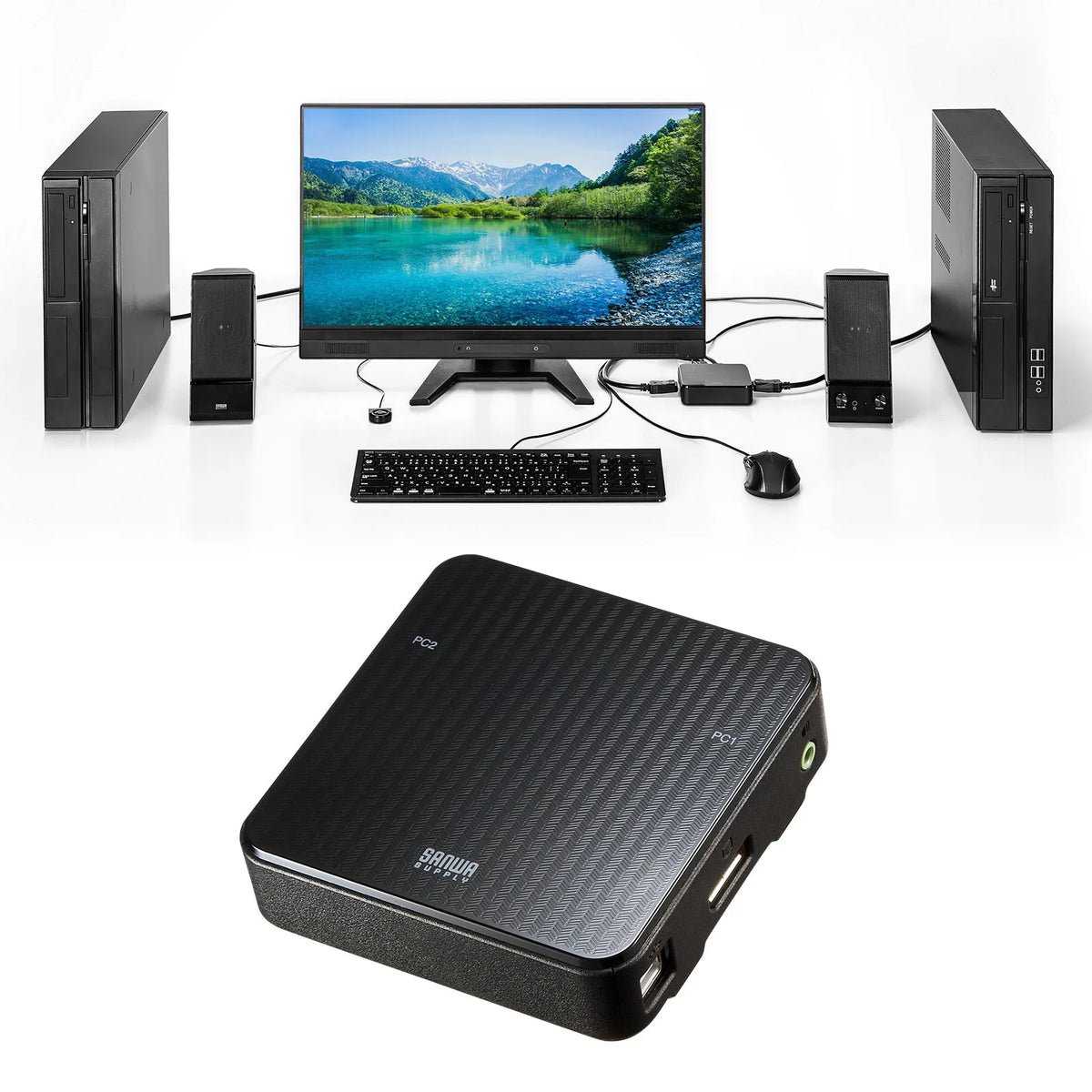 DisplayPort compatible KVM switch with remote control (2:1) SW-KVM2WDPU