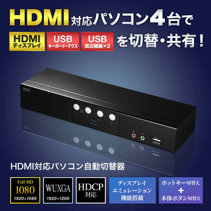 HDMI-compatible automatic PC switch (4:1) SW-KVM4HHC